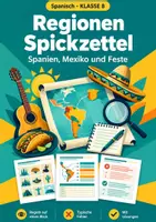 Vorschau - Arbeitsblätter - Spanien und seine Regionen Spanisch Klasse 8 Spickzettel - Deckblatt