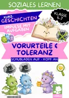 Vorschau - Arbeitsblätter - Vorurteile & Toleranz Lesetext mit Fragen Klasse 5 6 7 | 3 Kurzgeschichten zu erstem Eindruck, Klischees & kultureller Vielfalt | Demokratiebildung im Ethikunterricht - Deckblatt