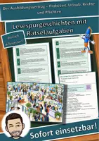 Vorschau - Mal- und Bastelvorlagen - Der Ausbildungsvertrag – Probezeit, Urlaub, Rechte und Pflichten – Lesespurgeschichte mit Rätselaufgaben (Klasse 9) - Deckblatt