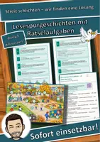 Vorschau - Arbeitsblätter - Streit schlichten – wir finden eine Lösung – Lesespurgeschichte mit Rätselaufgaben (Klasse 3) - Deckblatt