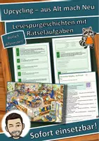 Vorschau - Arbeitsblätter - Upcycling – aus Alt mach Neu – Lesespurgeschichte mit Rätselaufgaben (Klasse 6) - Deckblatt