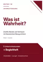 Vorschau - Stundenentwürfe - Unterrichtssequenz Q2: Was ist Wahrheit? Kleist zwischen Zweifel, Beweis und Vertrauen (5 Stunden mit Kompetenzcheck, IIIB) - Deckblatt