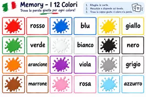Vorschau - Spiele - Italienisch I colori Wortschatz Memory Wort-Bild-Zuordnung A1 - Deckblatt