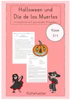 Vorschau - Arbeitsblätter - Halloween & Día de los Muertos | Lesetexte mit Aufgaben | Klasse 3/4 - Deckblatt