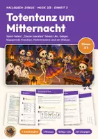Vorschau - Arbeitsblätter - Danse macabre Saint-Saëns Musik Klasse 2/3 | Höranalyse 13 Seiten mit Lösungen | Totentanz, Instrumente, Halloween | Halloween-Zirkus 3 - Deckblatt