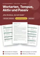 Vorschau - Arbeitsblätter - 5 Klassenarbeiten Deutsch Klasse 7: Wortarten, Tempus, Aktiv und Passiv – Materialpaket mit Erwartungshorizonten - Seite 1