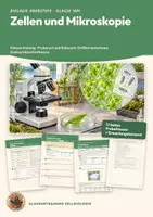Vorschau - Arbeitsblätter - Zellbiologie Klausur Zelltypen Mikroskopie Biologie Oberstufe Klasse 10 11 | Klausurtraining 17 Seiten mit Erwartungshorizont | Prokaryot und Eukaryot, Größen berechnen, Endosymbiontentheorie | Klausurtraining Zellbiologie 1 - Deckblatt