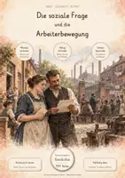 Vorschau - Unterrichtsreihen - Soziale Frage & Arbeiterbewegung – 107 Seiten Geschichte Lernwerkstatt | Industrialisierung, Kinderarbeit, Gewerkschaften, Bismarck & Sozialgesetzgebung | Mit Lösungen - Deckblatt