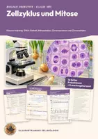 Vorschau - Arbeitsblätter - Mitose Zellzyklus Klausur Zellteilung Biologie Oberstufe Klasse 10 11 | Klausurtraining 16 Seiten mit Erwartungshorizont | DNA-Gehalt, Mitoseindex, Chromosomen und Chromatiden | Klausurtraining Zellbiologie 5 - Deckblatt