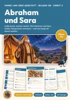 Vorschau - Arbeitsblätter - Abraham und Sara Religion Klasse 3/4 | Arbeitsblätter 16 Seiten mit Lösungen | Aufbruch, Verheißung, Sara lacht, Check-in und Exit-Tickets | Himmel-und-Erde-Werkstatt 2 - Deckblatt