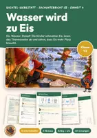 Vorschau - Arbeitsblätter - Wasser und Eis Sachunterricht Klasse 1/2 | Arbeitsblätter 13 Seiten mit Lösungen | Aggregatzustände, Versuche, Thermometer | Wichtel-Werkstatt 4 - Deckblatt
