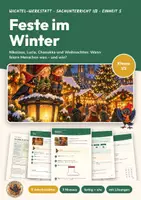 Vorschau - Arbeitsblätter - Feste im Winter Sachunterricht Klasse 1/2 | Arbeitsblätter 13 Seiten mit Lösungen | Nikolaus, Lucia, Chanukka, Weihnachten | Wichtel-Werkstatt 5 - Deckblatt
