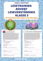 Vorschau - Stundenentwürfe - Lesetraining Advent – Deutsch Klasse 3 | 10 Lesetexte - Deckblatt
