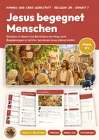 Vorschau - Arbeitsblätter - Zachäus und Bartimäus Religion Klasse 3/4 | Arbeitsblätter 16 Seiten mit Lösungen | Jesus begegnet Menschen, Check-in und Exit-Tickets | Himmel-und-Erde-Werkstatt 7 - Deckblatt
