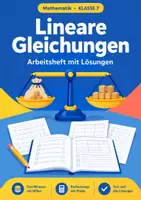 Vorschau - Arbeitsblätter - Lineare Gleichungen, Arbeitsheft, Klasse 7 - Deckblatt