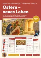 Vorschau - Arbeitsblätter - Ostern Karwoche Religion Klasse 3/4 | Arbeitsblätter 16 Seiten mit Lösungen | Palmsonntag bis Ostersonntag, leeres Grab, Exit-Tickets | Himmel-und-Erde-Werkstatt 9 - Deckblatt