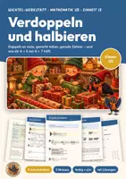 Vorschau - Arbeitsblätter - Verdoppeln und Halbieren Mathe Klasse 1/2 | Arbeitsblätter 13 Seiten mit Lösungen | gerade ungerade, Fast-Verdoppeln, Advent | Wichtel-Werkstatt 13 - Deckblatt
