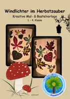 Vorschau - Arbeitsblätter - 🍁Windlichter basteln im Herbst 🍂 – Mal- und Bastelvorlage für die Grundschule 1 - 4 Klasse| Herbstbasteln | - Deckblatt