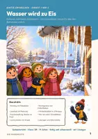 Vorschau - Arbeitsblätter - Wasser und Eis Sachunterricht Klasse 3/4 | Arbeitsblätter 14 Seiten mit Lösungen | Gefrieren, Schmelzen, Thermometer, Versuch | Winter erforschen Teil 1 - Seite 1
