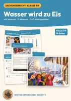 Vorschau - Arbeitsblätter - Wasser und Eis Sachunterricht Klasse 3/4 | Arbeitsblätter 14 Seiten mit Lösungen | Gefrieren, Schmelzen, Thermometer, Versuch | Winter erforschen Teil 1 - Deckblatt