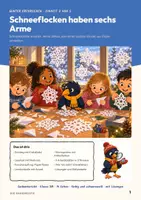 Vorschau - Arbeitsblätter - Schneeflocken Sachunterricht Klasse 3/4 | Arbeitsblätter 14 Seiten mit Lösungen | Schneekristalle, Sechserreihe, Papierschneeflocke | Winter erforschen Teil 2 - Seite 1