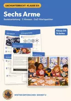 Vorschau - Arbeitsblätter - Schneeflocken Sachunterricht Klasse 3/4 | Arbeitsblätter 14 Seiten mit Lösungen | Schneekristalle, Sechserreihe, Papierschneeflocke | Winter erforschen Teil 2 - Deckblatt
