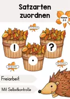 Vorschau - Fördermaterial/Inklusion - Freiarbeit Satzarten sortieren - Thema Herbst - Deckblatt