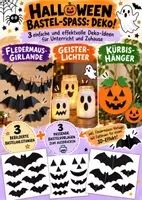 Vorschau - Mal- und Bastelvorlagen - 🎃 Halloween-Basteln: 3 gruselig-schöne Deko-Ideen mit Schritt-für-Schritt-Anleitungen und Bastelvorlagen - Deckblatt