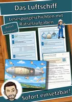Vorschau - Arbeitsblätter - Das Luftschiff – Lesespurgeschichte mit Rätselaufgaben (Klasse 8) - Deckblatt