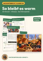 Vorschau - Arbeitsblätter - Wärme und Kleidung Sachunterricht Klasse 3/4 | Arbeitsblätter 14 Seiten mit Lösungen | Isolieren, Zwiebelprinzip, Versuch mit Thermometer | Winter erforschen Teil 4 - Deckblatt