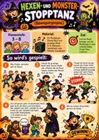 Vorschau - Arbeitsblätter - Halloween Spiele Grundschule & Sekundarstufe 🎃 | 3 Gruselspiele, 3 Stopptanz-Songs & Spielkarten Klasse 3–8 - Seite 1