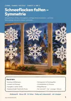 Vorschau - Arbeitsblätter - Achsensymmetrie Mathematik Klasse 5/6 | Arbeitsblätter 16 Seiten mit Lösungen | Spiegelachsen finden, Figuren ergänzen, schräge Achsen, Faltschnitt Schneeflocke | Sterne, Tannen, Vielecke Teil 2 - Seite 1
