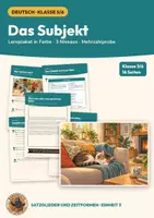Vorschau - Arbeitsblätter - Subjekt bestimmen Deutsch Klasse 5 6 | Arbeitsblätter 16 Seiten mit Lösungen | Nominativ, Kongruenz, Mehrzahlprobe, Lernplakat | Satzglieder und Zeitformen Teil 3 - Deckblatt