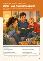 Vorschau - Arbeitsblätter - Dativobjekt Akkusativobjekt Deutsch Klasse 5 6 | Arbeitsblätter 16 Seiten mit Lösungen | Wem? Wen oder was? Ersatzprobe, Lernplakat | Satzglieder und Zeitformen Teil 4 - Seite 1
