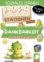 Vorschau - Stationenlernen - Dankbarkeit Stationenlernen Klasse 6 7 8 | 6 Stationen mit Lösungen zu Wertschätzung, Danke sagen & Perspektive | Lernzirkel für ein gutes Klassenklima - Deckblatt