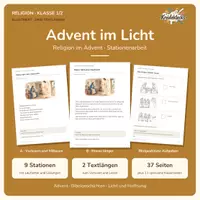 Vorschau - Unterrichtsreihen - Religion im Advent – 9 Bildstationen für Klasse 1/2 mit zwei Textlängen - Deckblatt