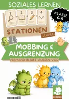 Vorschau - Stationenlernen - Mobbing Stationenlernen Klasse 6 7 8 | 6 Stationen mit Lösungen zu Zuschauerrollen, Hilfe holen & Cybermobbing | Lernzirkel zur Anti-Mobbing-Prävention - Deckblatt