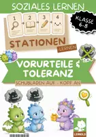 Vorschau - Stationenlernen - Vorurteile & Toleranz Stationenlernen Klasse 6 7 8 | 6 Stationen mit Lösungen zu erstem Eindruck, Diskriminierung & Gegenrede | Lernzirkel für Politik & Ethik - Deckblatt
