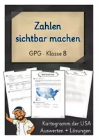 Vorschau - Arbeitsblätter - Zahlen sichtbar machen – Kartogramm der Bevölkerungsdichte in den USA | GPG Klasse 8 - Deckblatt