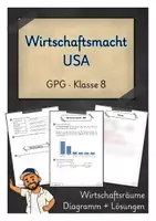 Vorschau - Arbeitsblätter - Wirtschaftsmacht USA – Wirtschaftsräume und Bruttoinlandsprodukt im Diagramm | GPG Klasse 8 - Deckblatt