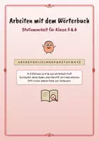Vorschau - Arbeitsblätter - Arbeiten mit dem Wörterbuch – Stationsarbeit Klasse 5/6 | Nachschlagen mit dem Duden | mit Lösungen & Laufzettel - Deckblatt