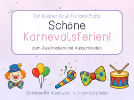 Vorschau - Bildkarten - Ferientüte Karnevalsferien / Faschingsferien - Gesprächsanlass & Grüße - Seite 2