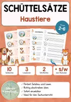 Vorschau - Arbeitsblätter - Schüttelsätze Haustiere - zweifach differenziert, 3 Lineaturen - Deckblatt