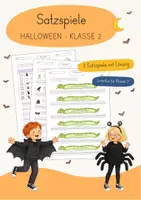 Vorschau - Arbeitsblätter - Schlangensätze, Purzelsätze, Würfelsätze Halloween Klasse 2 | differenziert - Deckblatt