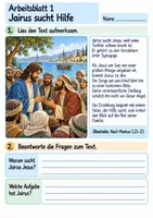 Vorschau - Arbeitsblätter - Jesus hilft der Tochter des Jairus | Religion Klasse 4 Arbeitsblätter | Evangelische Religionslehre | 10 Arbeitsblätter als PDF - Seite 1