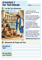 Vorschau - Arbeitsblätter - Jesus hilft einem Mann am Teich | Religion Klasse 4 Arbeitsblätter | Evangelische Religionslehre | 10 Arbeitsblätter als PDF - Seite 1