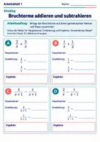Vorschau - Arbeitsblätter - Bruchterme addieren und subtrahieren - Seite 1