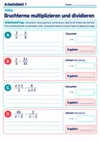 Vorschau - Arbeitsblätter - Bruchterme multiplizieren und dividieren | Mathematik Klasse 8 Gymnasium | 10 Arbeitsblätter mit Lösungen als PDF - Seite 1