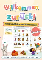 Vorschau - Arbeitsblätter - Ferienrückblick und Wiedersehen nach den Herbstferien | Ferienbericht in 3 Stufen, Bingo, Postkarte - Deckblatt