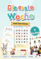Vorschau - Stationenlernen - Die erste Woche nach den Ferien | Wochenplan, Morgenkreis und Wiederholung Mathe und Deutsch | 3 Niveaustufen - Deckblatt
